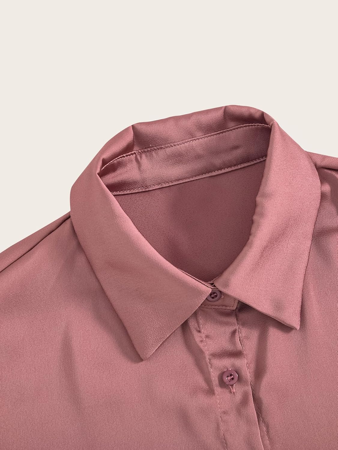 Women's Satin Button Down Shirts Fall Elegant Long Sleeve Collared Dressy Blouses Business Casual Tops - Image 4