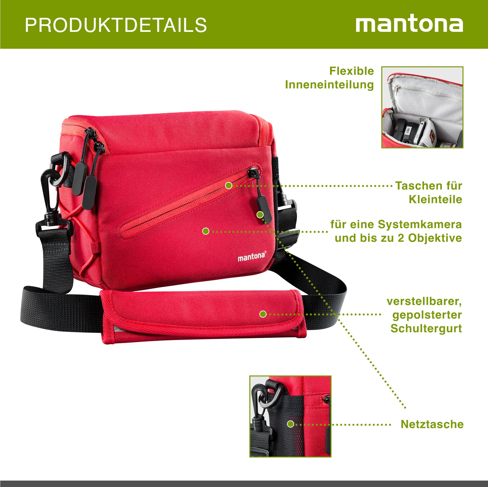 mantona Torba na aparat Irit System, Czerwony, Torba