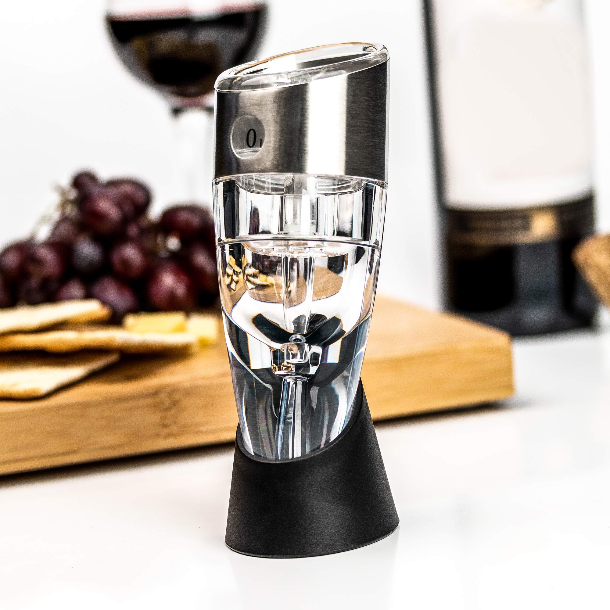 Grunwerg AER3/BB Aérateur réglable de vin en une boîte de luxe en bambou – 6 paramètres