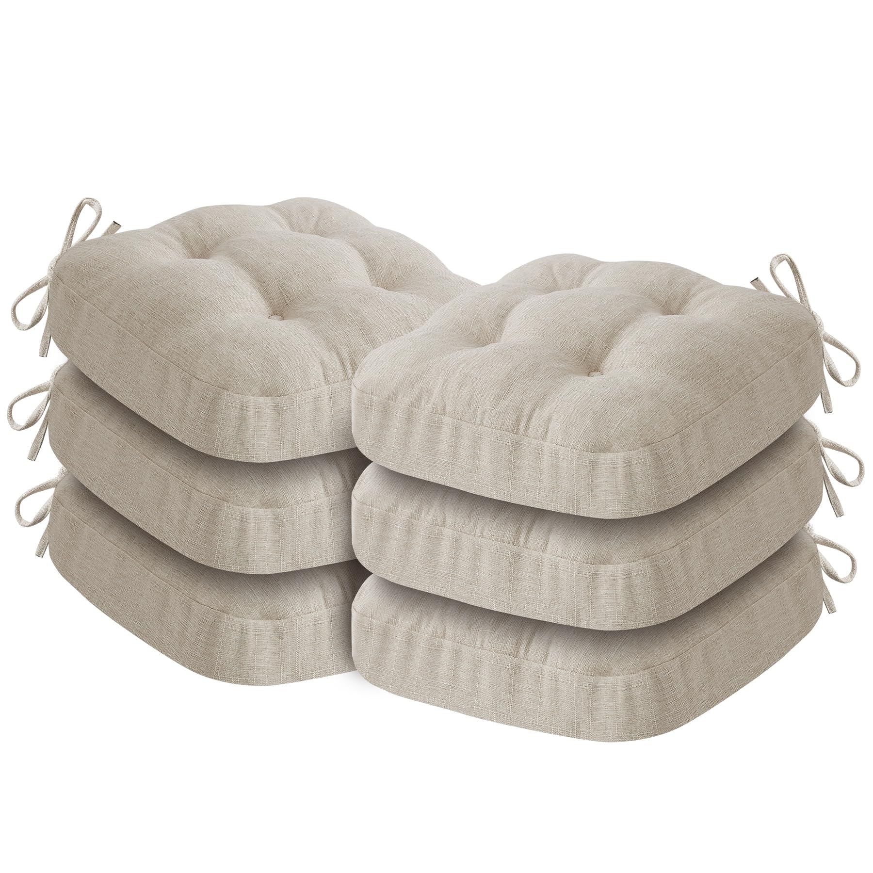 IASEAHK Chair Cushions Foam Dining Chair Cushions Tufted Indoor Chair Pads Set of 6 Beige 16 5 x