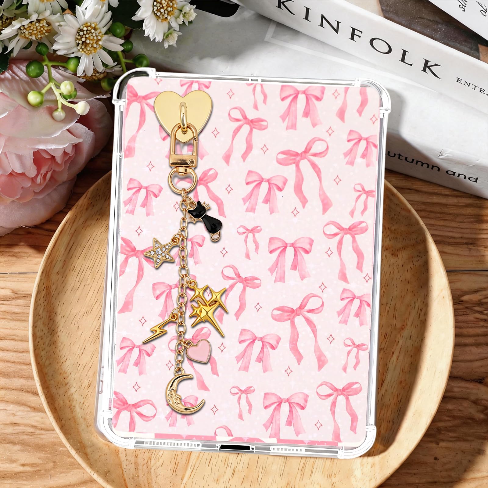 5PCS Crystal Charms for Kindle - Fantasy Mystical Star Moon Sun Chains with Type C Dust Plug, Charm for Readers Book Lovers, Compatible for E-Reader Phones Paper White - 4