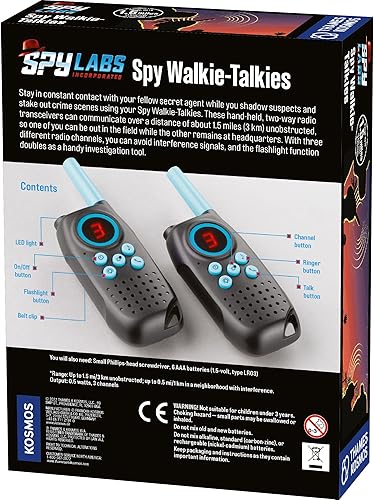 Miniatura 2 de Spy Labs Inc Spy Walkie-Talkies de Thames & Kosmos  2 transceptores de mano y linterna de 2 vías  3 canales, rango de 1.5 millas  Herramienta