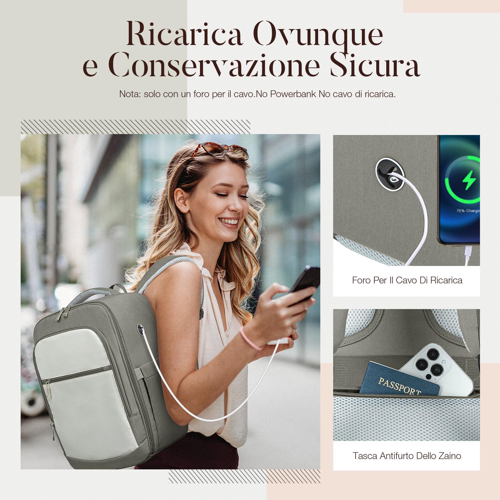 RuoSien per Zaino Ryanair 40x20x25,Zaino da Viaggio Aereo Bagaglio a Mano,Borsa da Cabina per Laptop da 14 Pollici Zaino Casual da Uomo e da Donna Lavoro