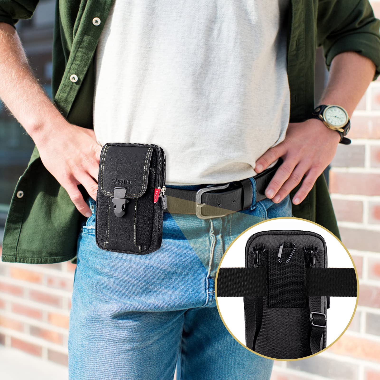 Gürteltasche Für Herren – Kompakte Handytasche Aus Nylon Mit Karabiner, Für Outdoor & Alltag