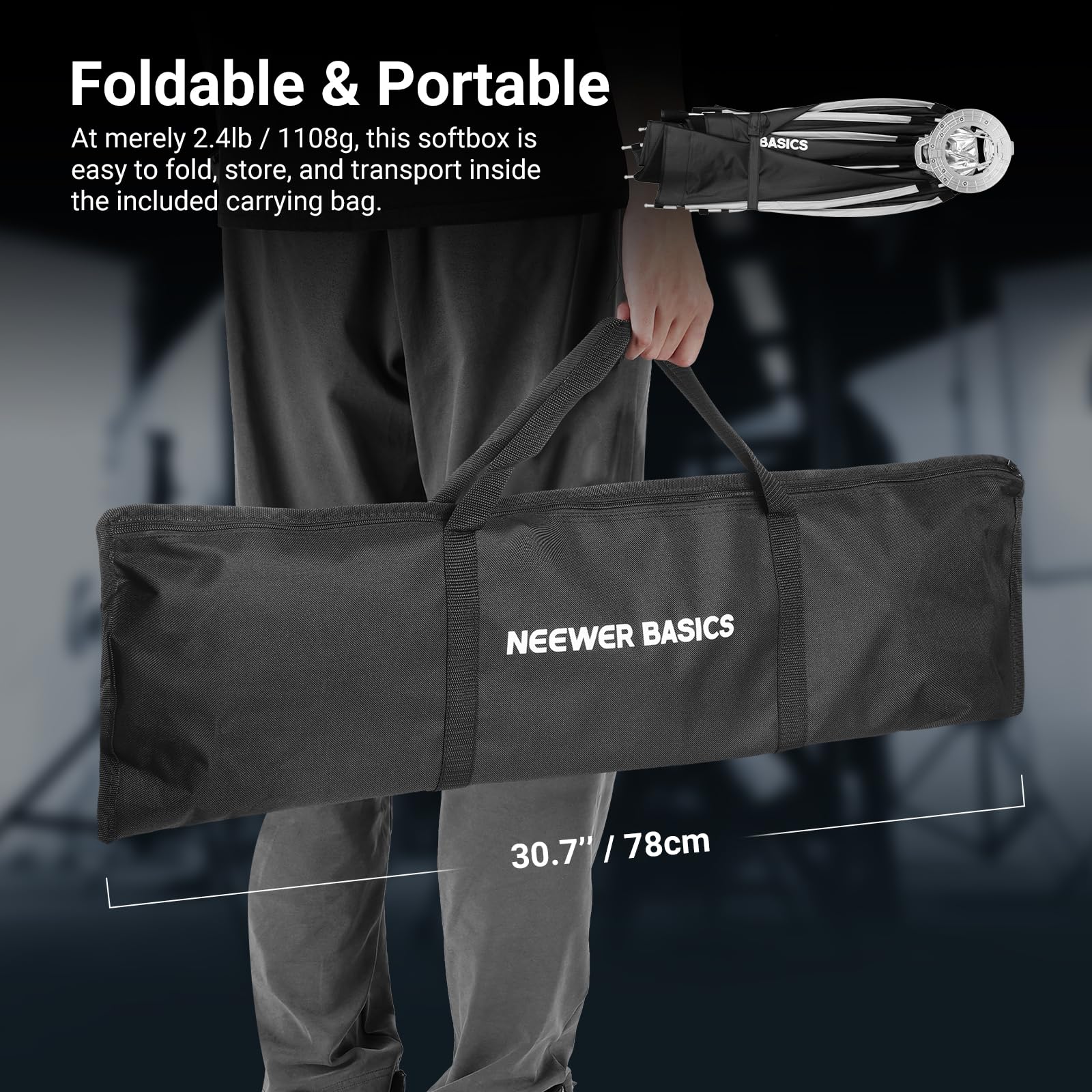 NEEWER BASICS ośmiokątny Softbox Bowens Mount, 35,4'' Quick Release Soft Box zestaw oświetleniowy z siatką, kompatybilny z Aputure 150c kompatybilny z Godox SL60w, FS300C FS150B HB80C CB200C Q6, NS64P
