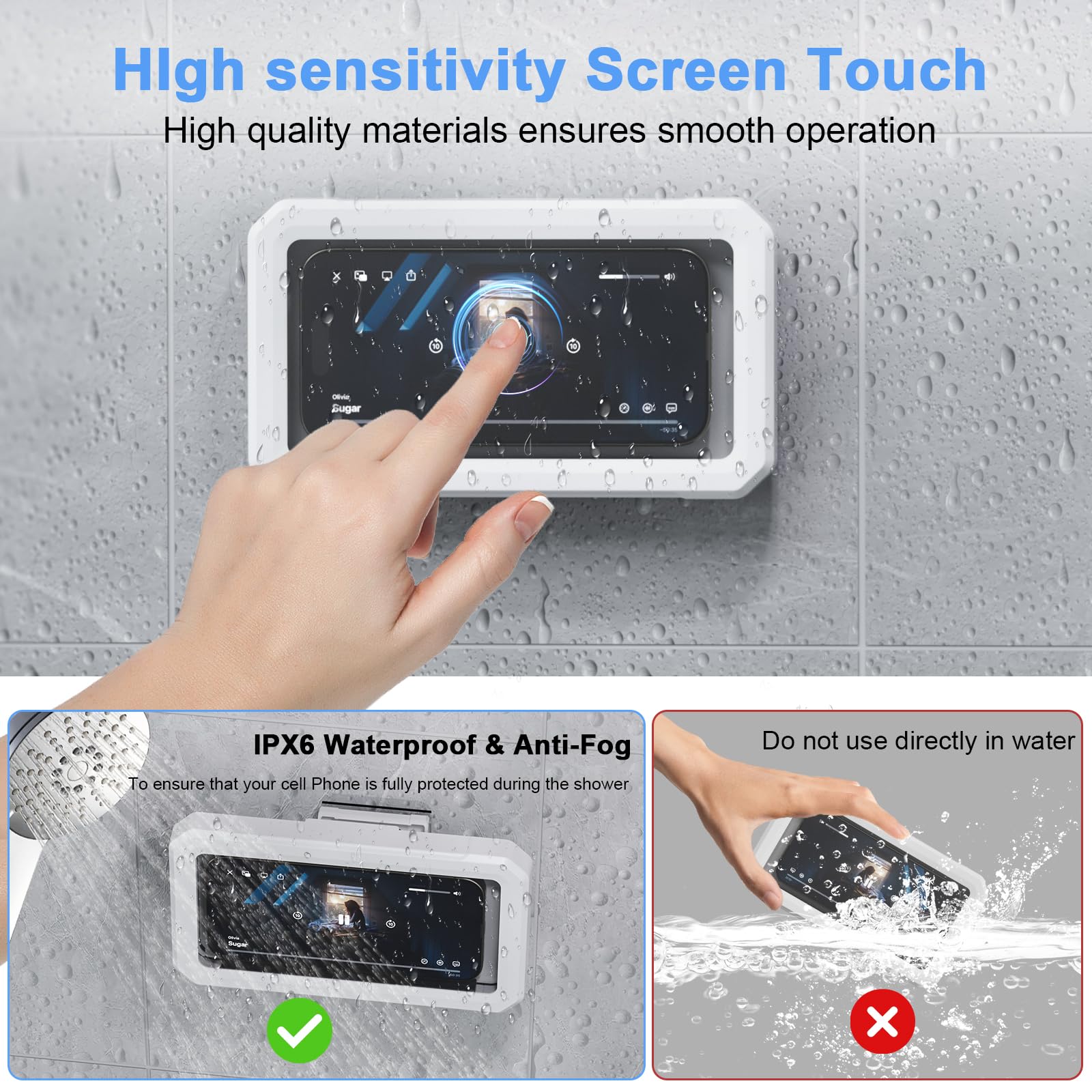 Support De Téléphone étanche à 480° Pour Douche, Support