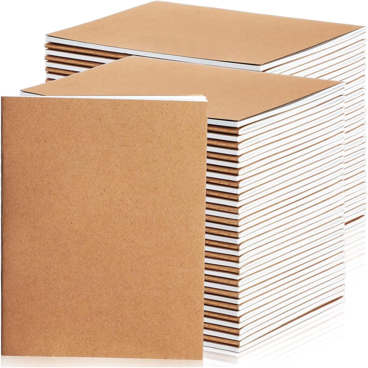 Lot de 100 Pochette A6 Carnet de notes vierge avec couverture kraft, journaux de voyage vierges, blocs-notes de poche non lignés pour voyageurs, étudiants (48 pages / 24 feuilles, 10,8 x 14 cm)