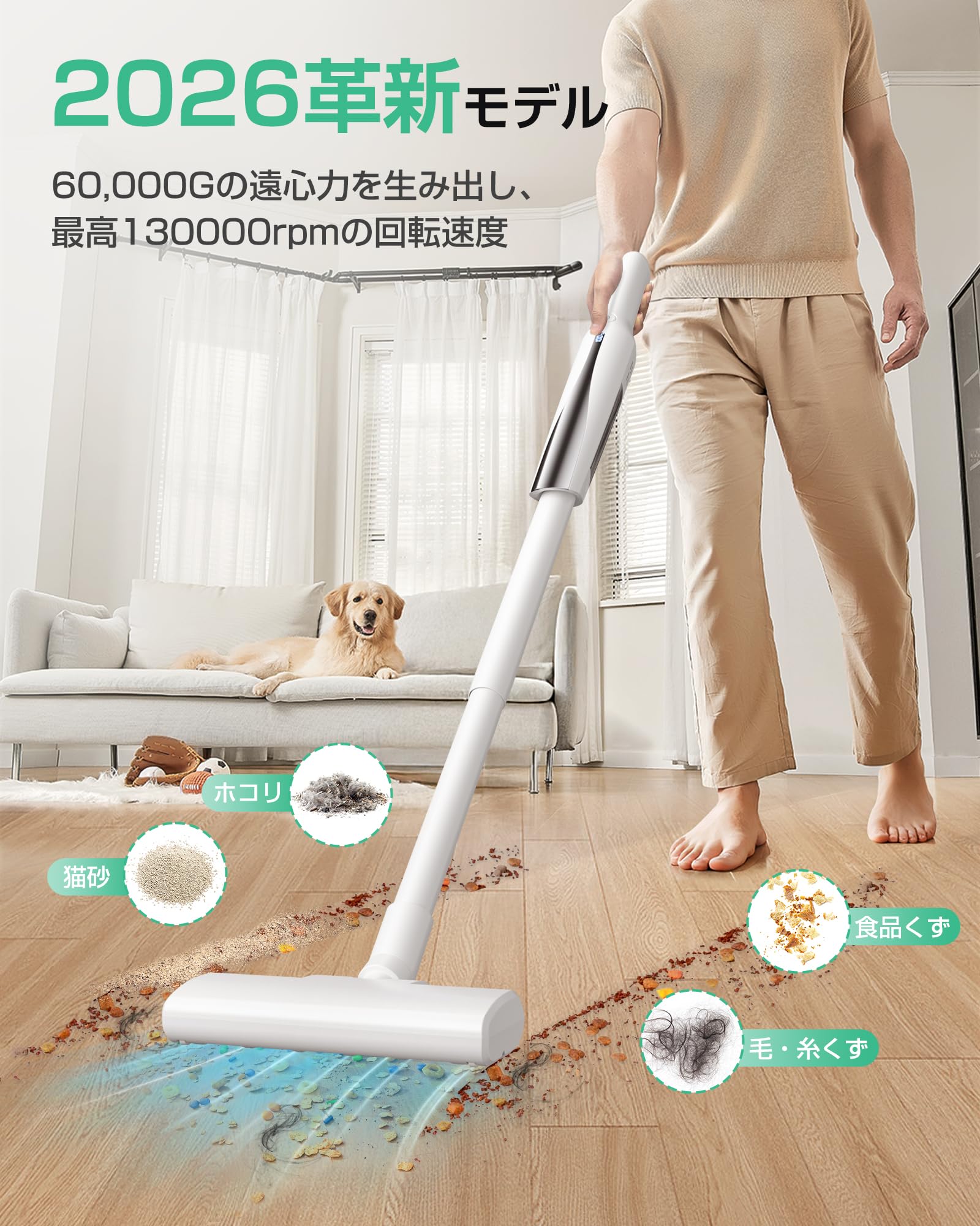 Amazon | 掃除機 コードレス 軽量【85KPa超強力吸引・0.5kg超軽量 