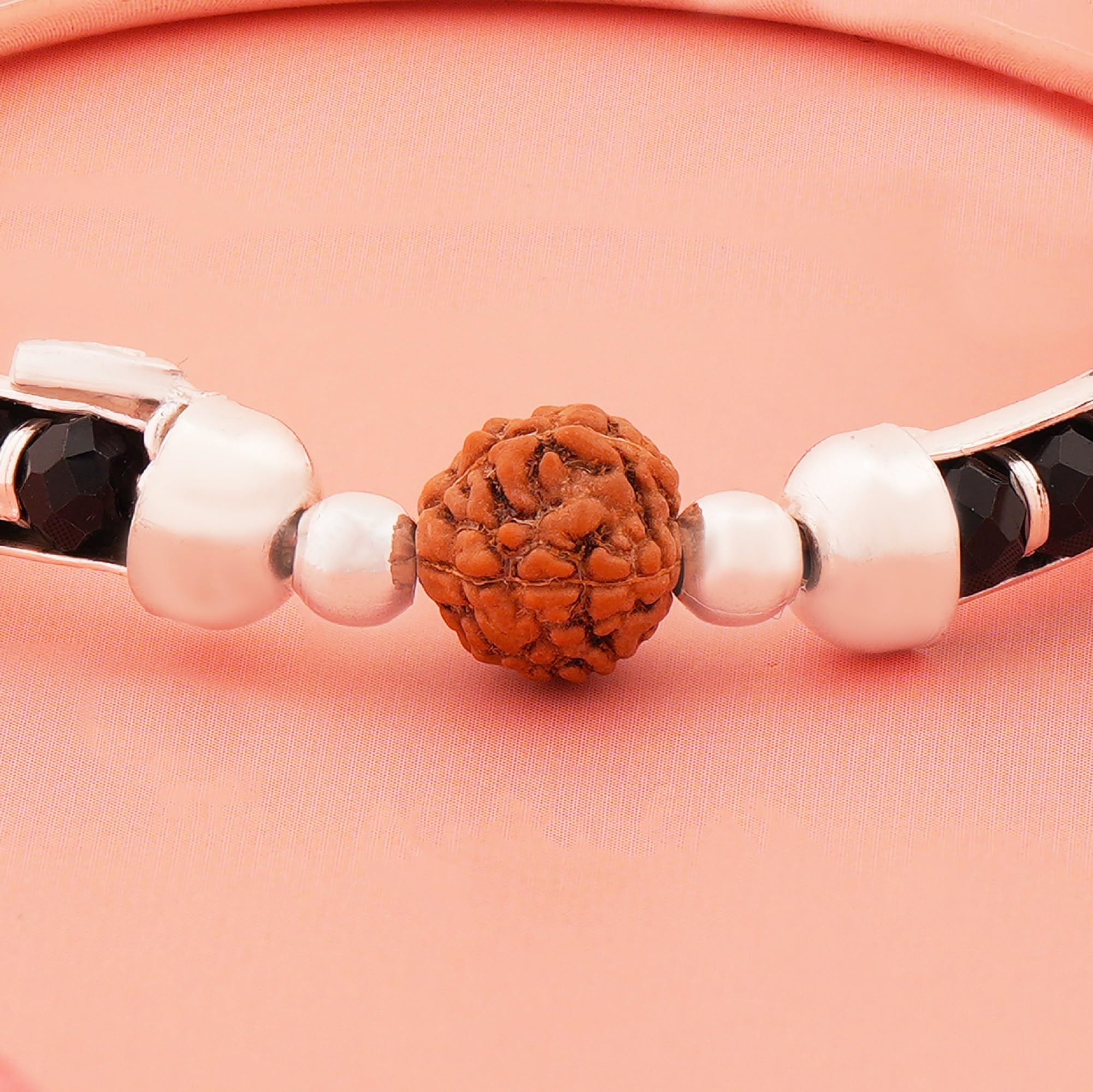 925 Sterling Silver Baby Bangles | Silver Adjustable Kids Bangles with Rudraksha Beads | Nazariya Bracelet for Boys & Girls | Safe Office Wear | Hallmarked for Infants & Toddlers | Age : 0 to 5 Years 2
