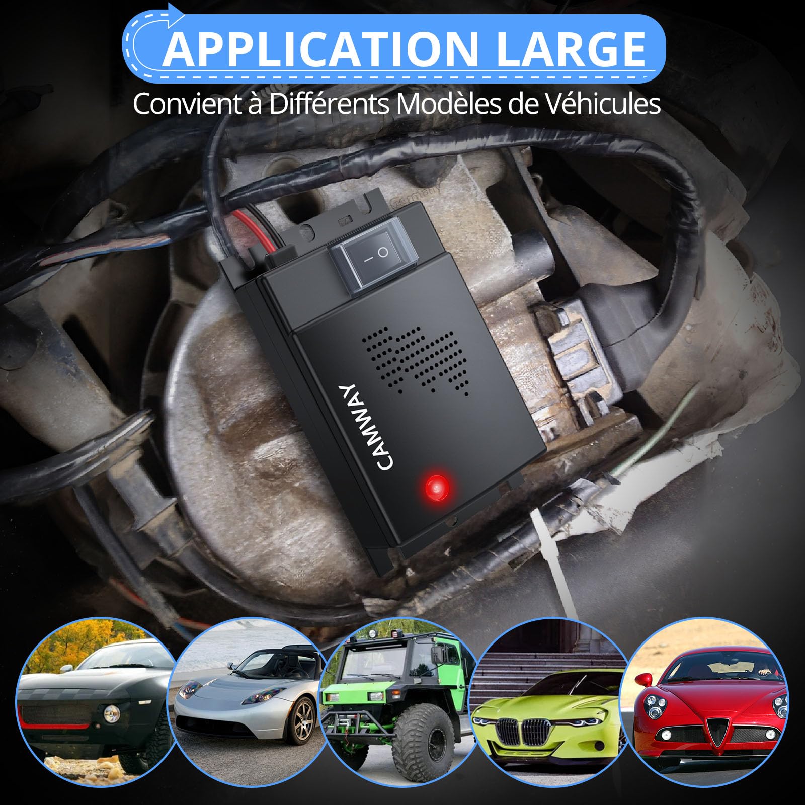 CAMWAY Répulsif Ultrason Souris pour Voiture DC 12V Répulsif Ultrason Rongeur Connexion à La Batterie de Voiture avec Voyants de Travail Nouvelle Version Ligne d'Extension 50cm Nouveau (2)