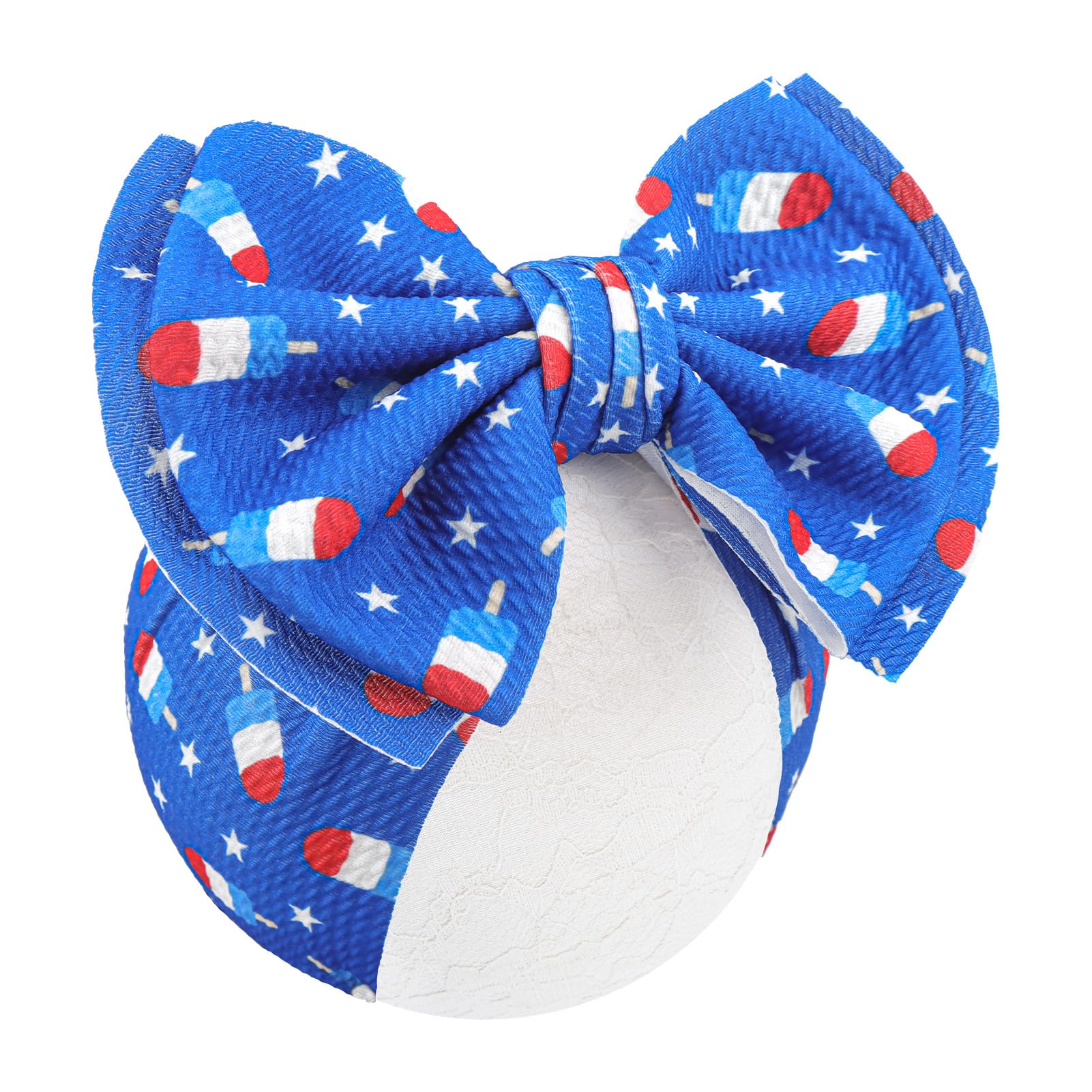 YanJie 4th of July Baby Headbands, Girl Hair Accessories with American Flag in Ice Cream Pattern, Independence Day Baby Bow Fits any Baby Girl Outfits