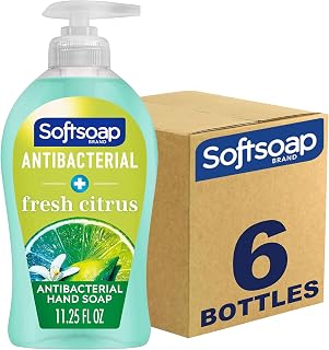 Softsoap Antibacterial Liquid Hand Soap, Fresh Citrus Scent, 11.25 oz, 6-Pack - Kills 99.9% Bacteria, Moisturizes Skin