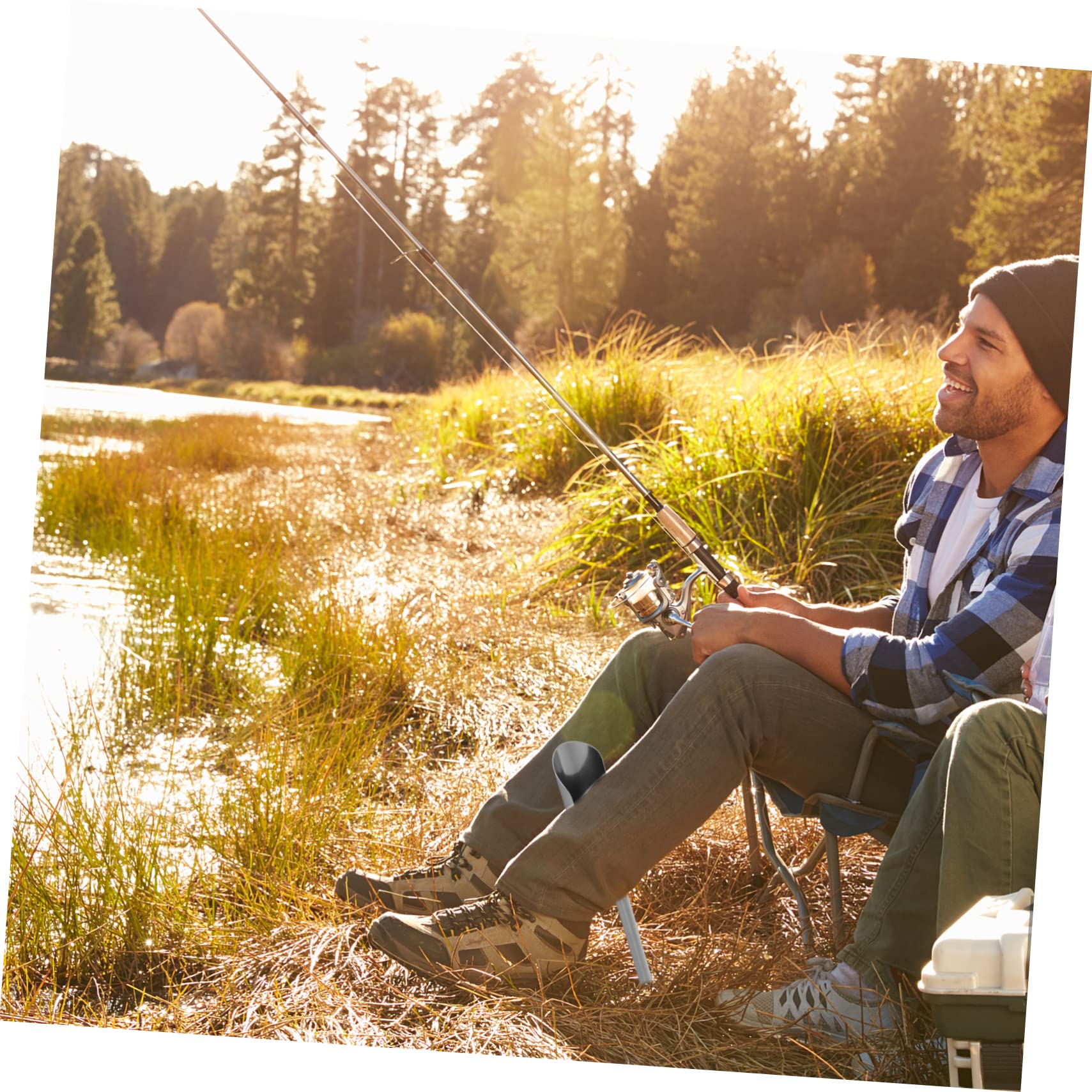 Soporte de zócalo de Piso Fishing Rod Portacañas Plegable abordar Suelo Apoyo fijado telescópico Vara Soporte de Tierra de Acero Inoxidable Soporte para caña de Pescar