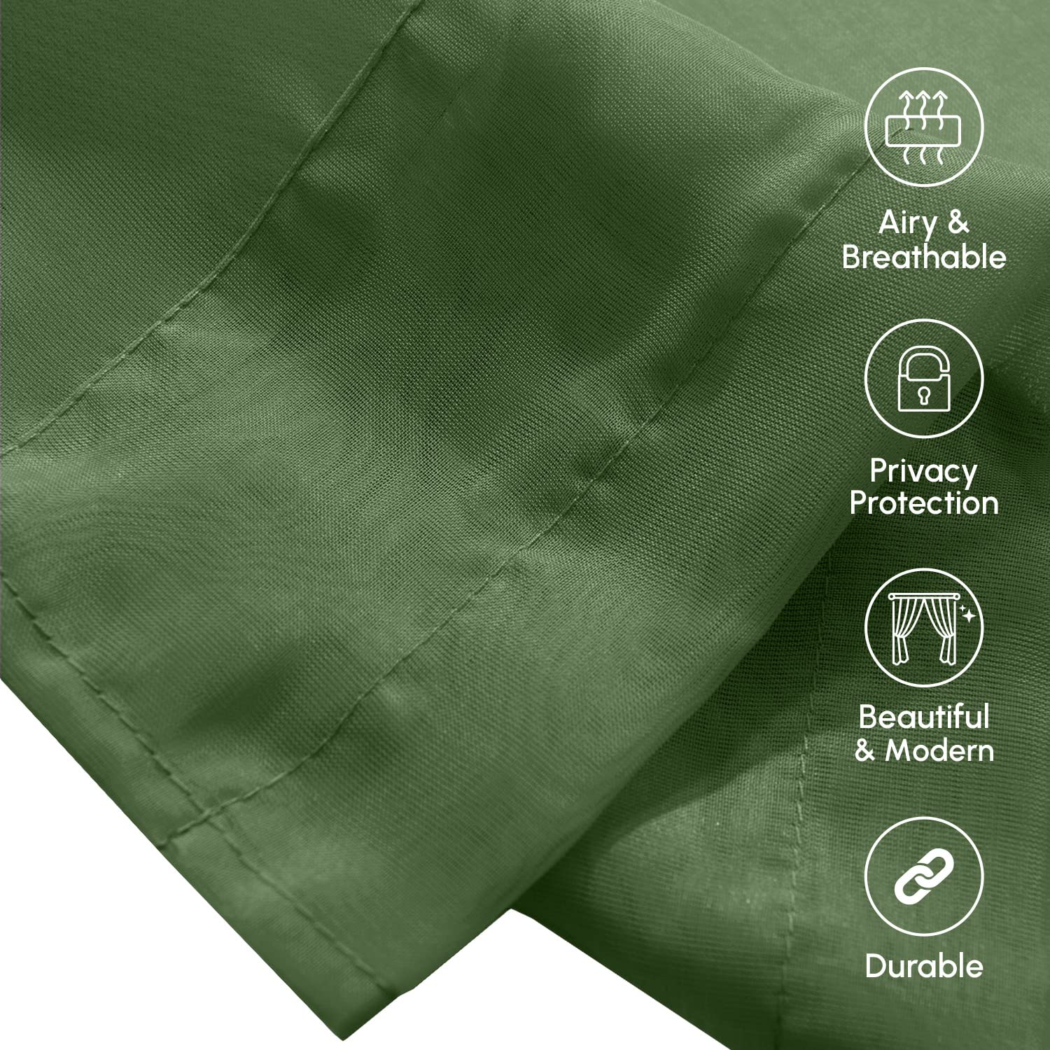 Elegant Comfort 2-Piece SHEER PANEL with 2inch ROD POCKET - Window Curtains 40-inch width X 84-inch Length, Hunter Green - Image 4
