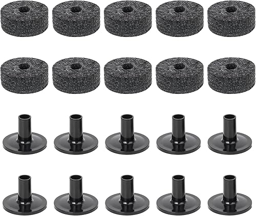 Yibuy Juego de tambores negros de repuesto de 0.591 in de grosor y fundas de plástico con bridas largas, paquete de 10 unidades