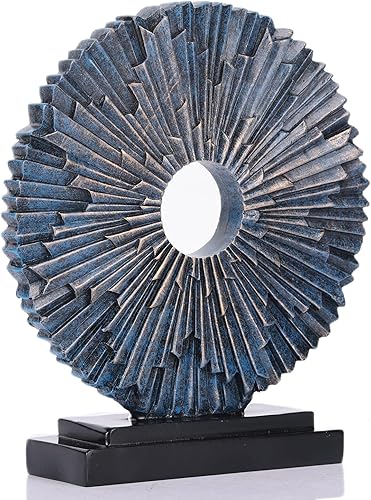 WUBIANJIE Escultura de decoración del hogar en azul, diseño único de línea redonda, estatua decorativa moderna para sala de estar, oficina o