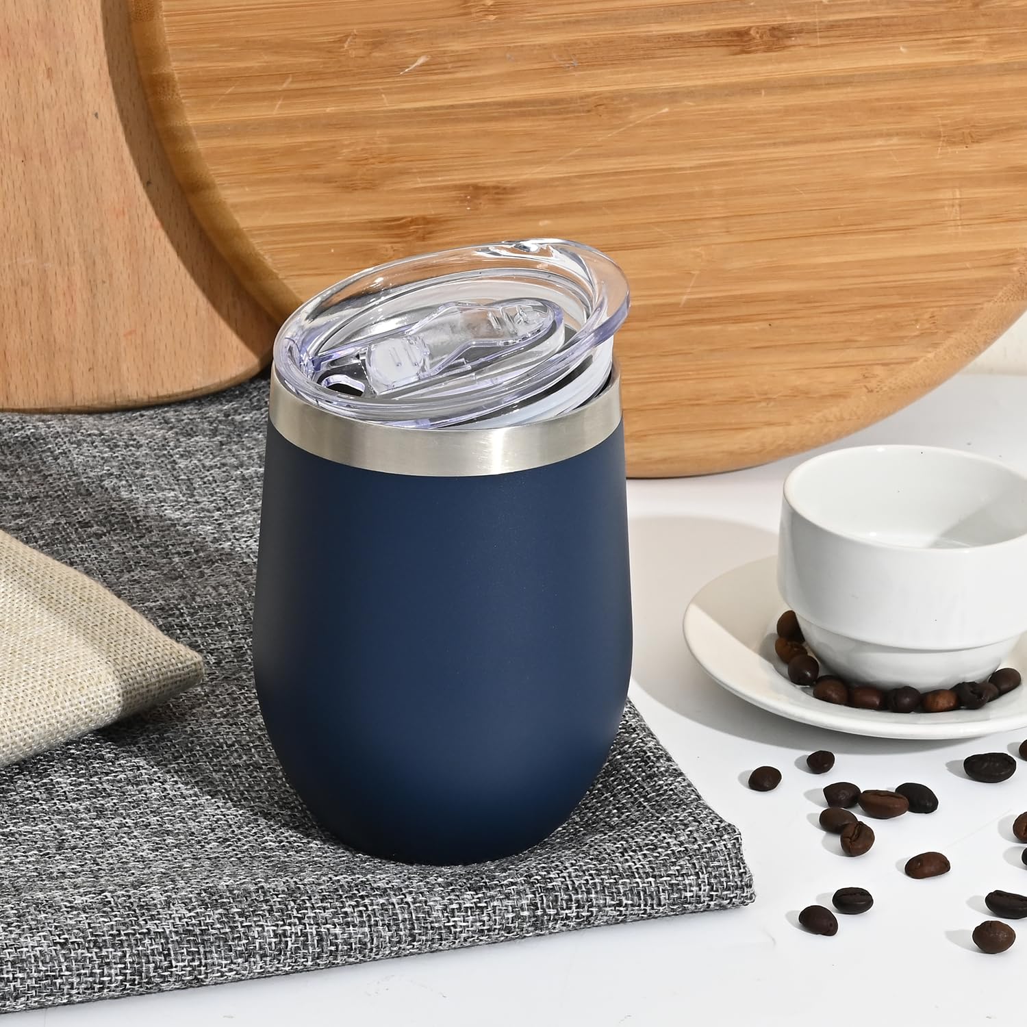 Joymaking Reusable Coffee Cup, Double Walled -Insulated Travel Mug Vacuum Stainless Steel Wine Tumbler with Spill Proof Lid - Image 2
