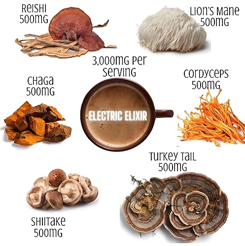 Miniatura 3 de Bebida orgánica vegana adaptogénica de hongos  Mezcla de setas súper de 3,000 mg  Melena de león, Reishi, Chaga, Cordyceps, cola de pavo, Shiitake