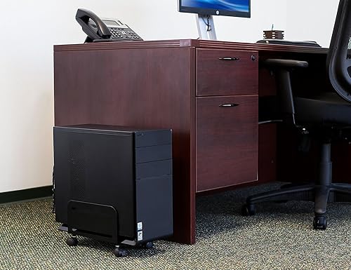 Miniatura 7 de Mount-It! Soporte de torre para computadora, soporte móvil ajustable para CPU con ruedas, carrito rodante de acero resistente, se adapta a la