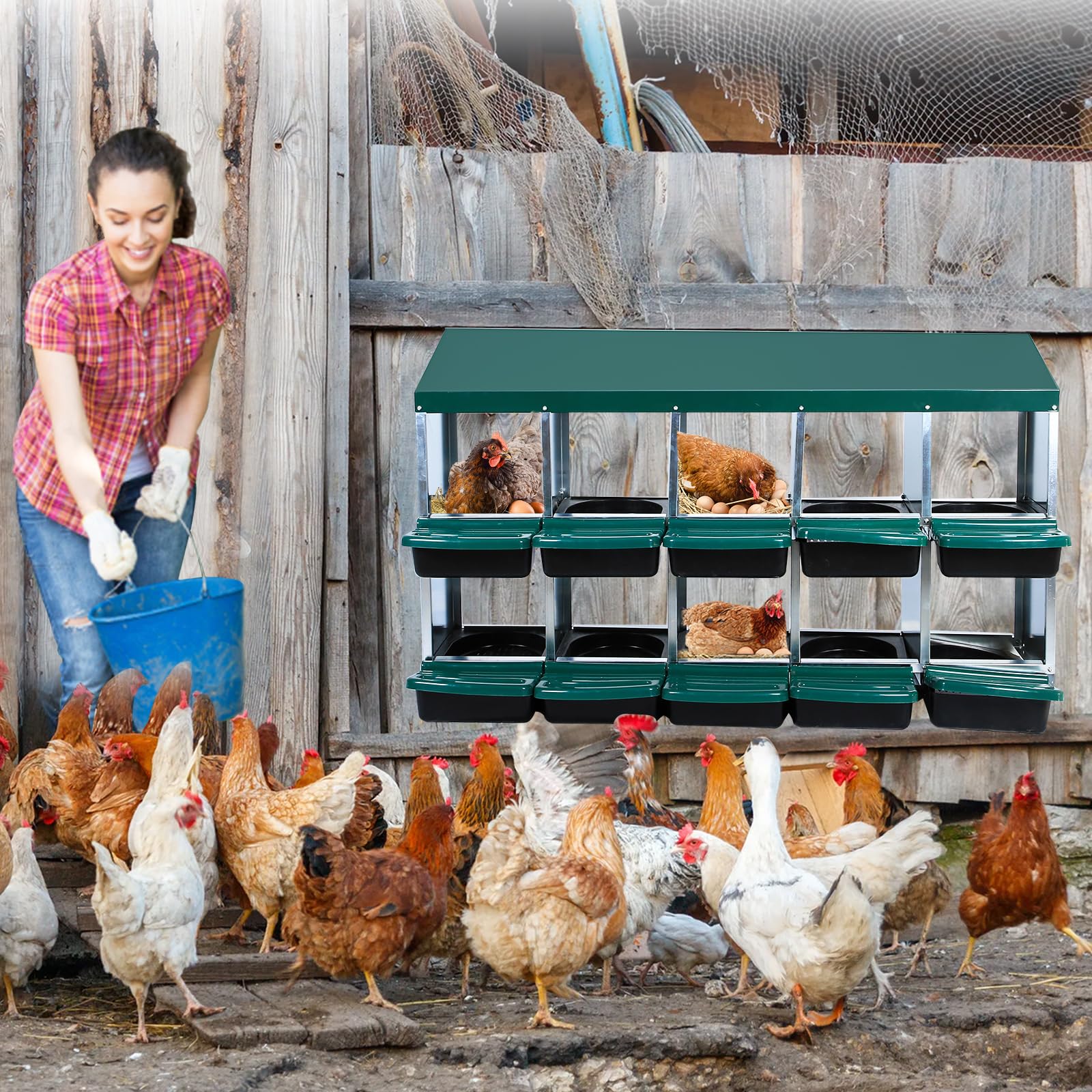 Snapklik.com : GarveeLife Nesting Boxes For Chickens, 10 Holes Chicken ...