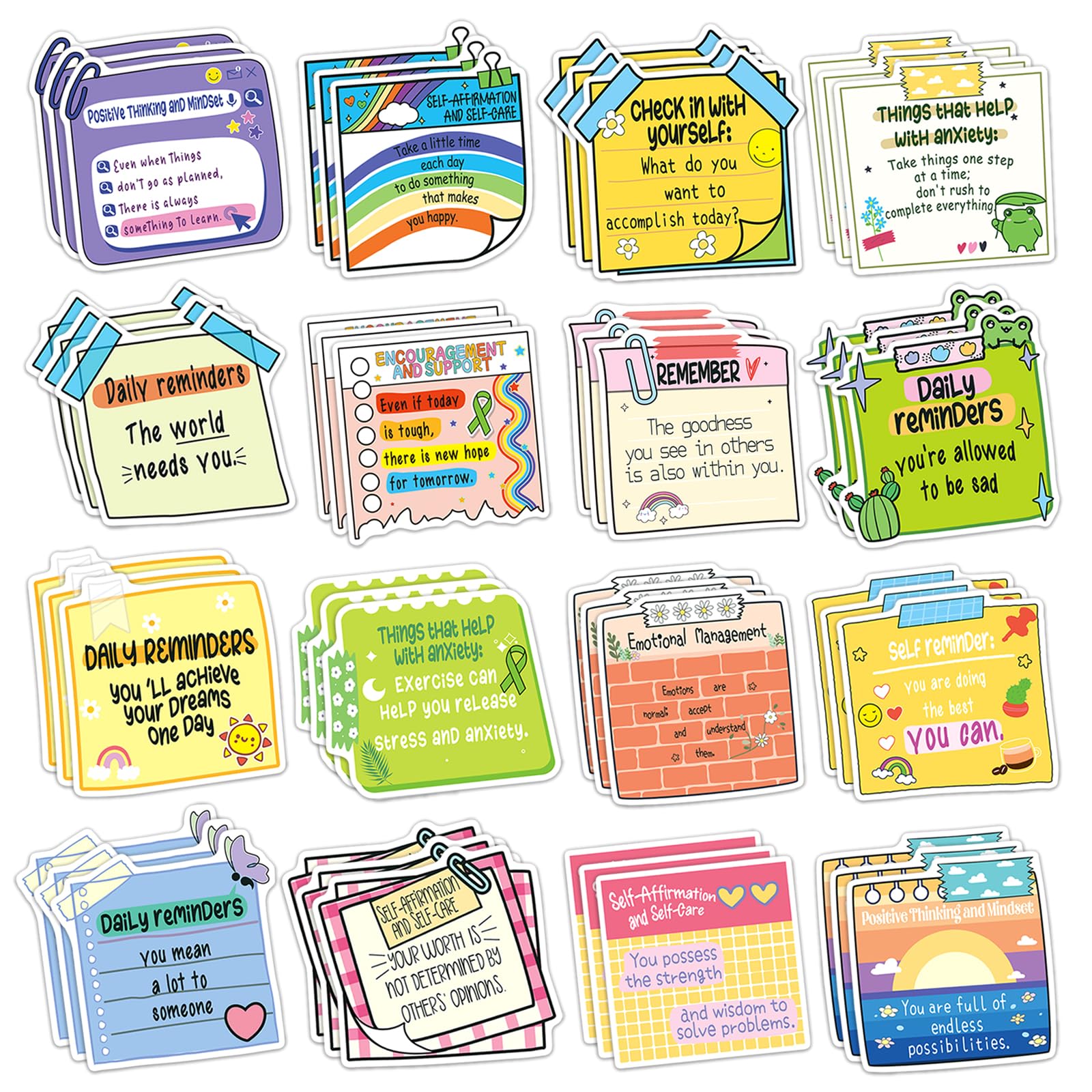 HomSeon 216 Mental Health Stickers Mental Health Reminder Decals, Inspirational Positive Affirmation Stickers for Water Bottles Laptops Waterproof