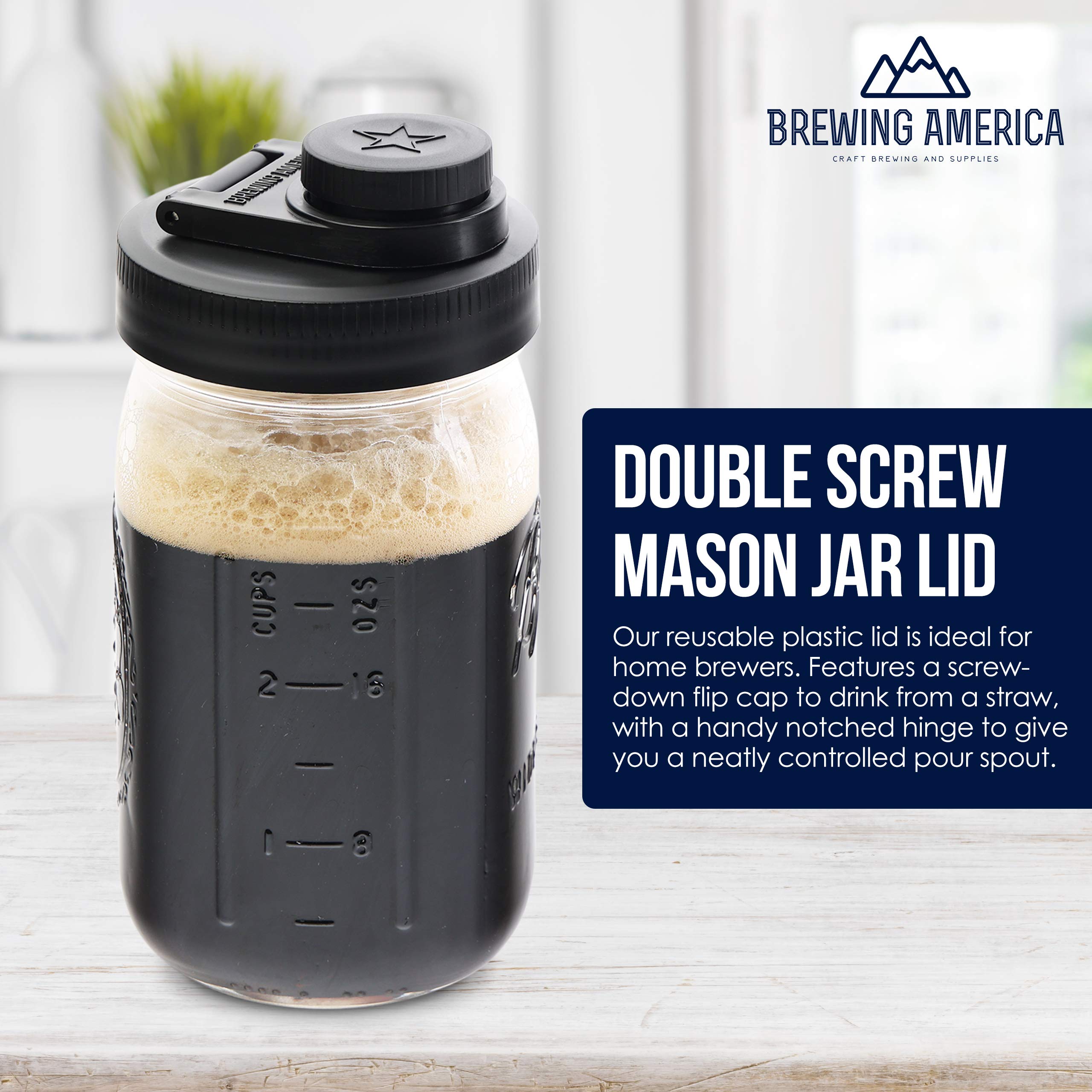 Mason Jar Pourer Lids - USA Made Flip Caps -3