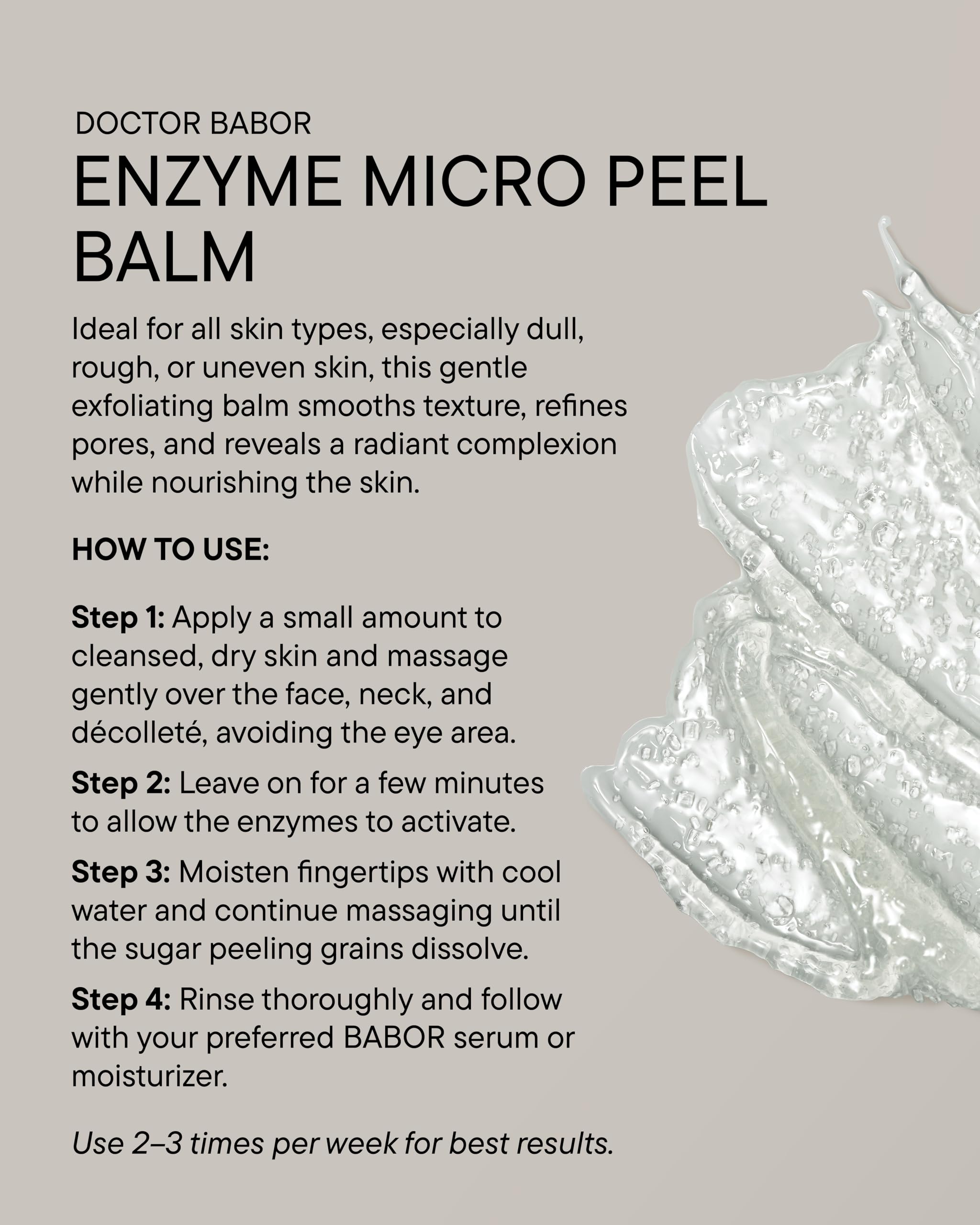 DOCTOR BABOR Enzyme Micro Peel Balm | Delikatny balsam peelingujący dla promiennej skóry | Skuteczne złuszczanie z enzymem papainowym i ciałami peelingu cukrowego | wegański | 75 ml
