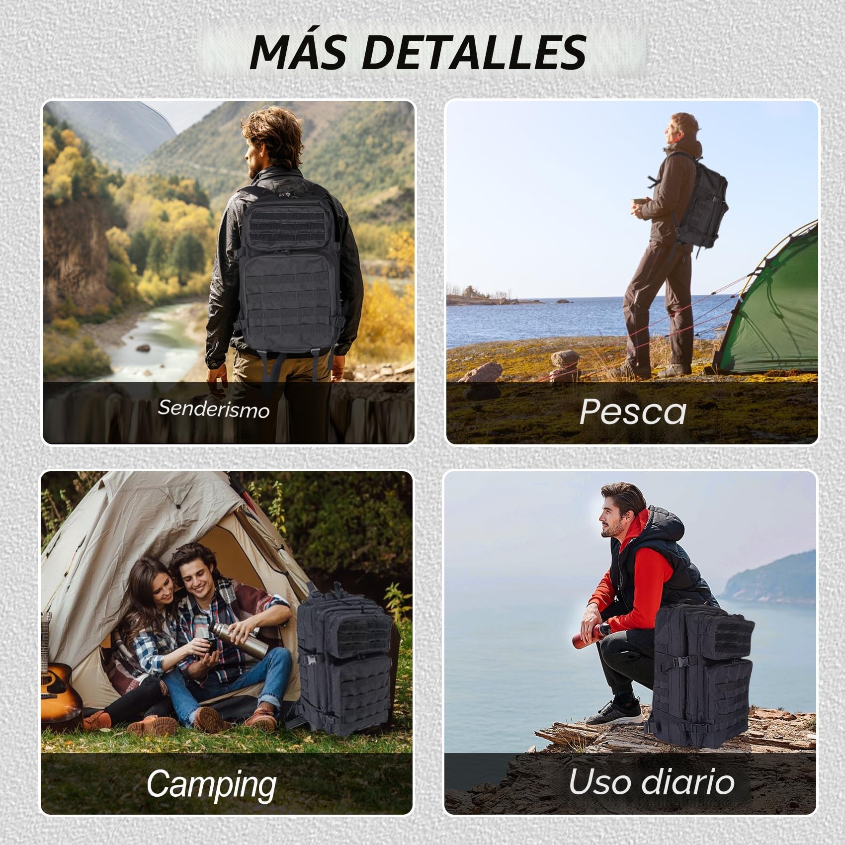 Mochila Militar 45 Litros Impermeable Mochila Tactica Gran Capacidad Mochilas Hombre Mujer para Viaje Pesca Caza Camping Senderismo Deporte