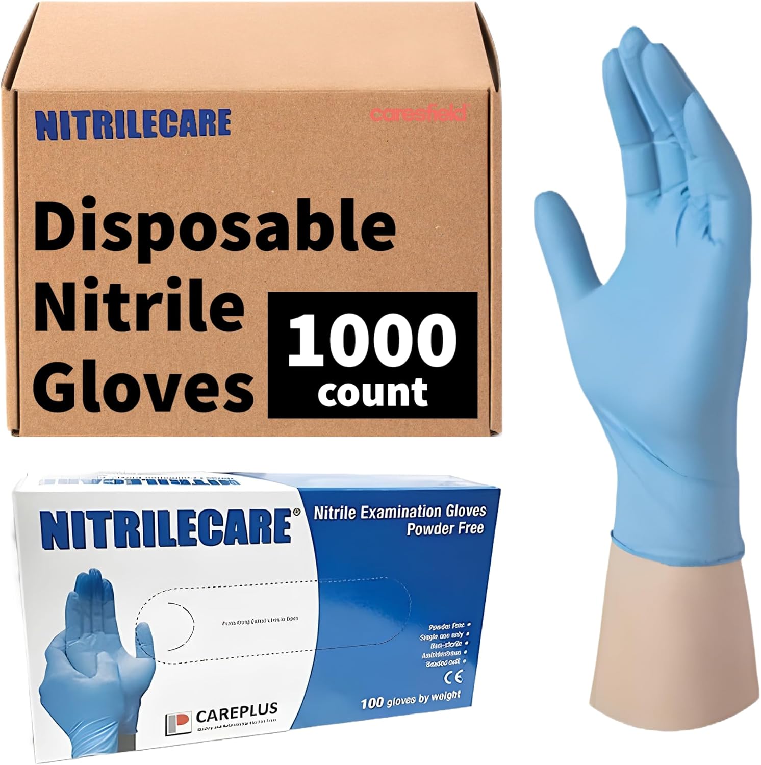 3020NB-L 4.0 mil Non-Latex Exam Gloves - Chemo Rated and Textured for Enhanced Grip, Soft and Comfortable Fit, Ambidextrous, Powder-Free, Blue, Large, 1000-Pack
