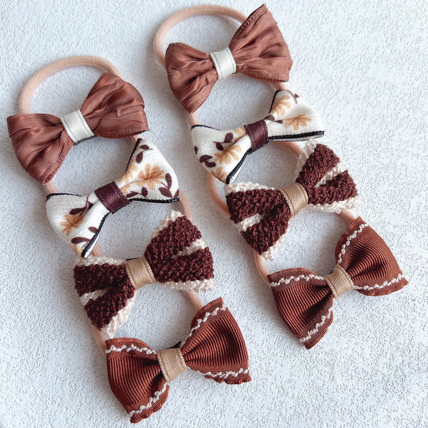 ELEMIRSA 15 Pairs Baby Girl Hair Ties with Bow Ponytail Holders Girl Hair Accessories Brown Bow Hair Ties for Little Girl Teens Toddler Kids