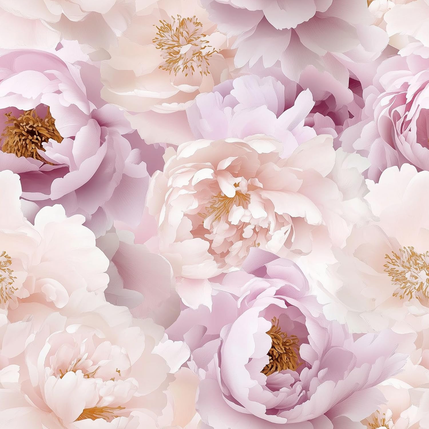 Pink Modern Blooming Floral Wallpaper Self Adhesive Peel and Stick Watercolor Peony Elegant Stamens Flower Paper Removable Waterproof for Bedroom Renter Friendly 17.71"x 236.2"