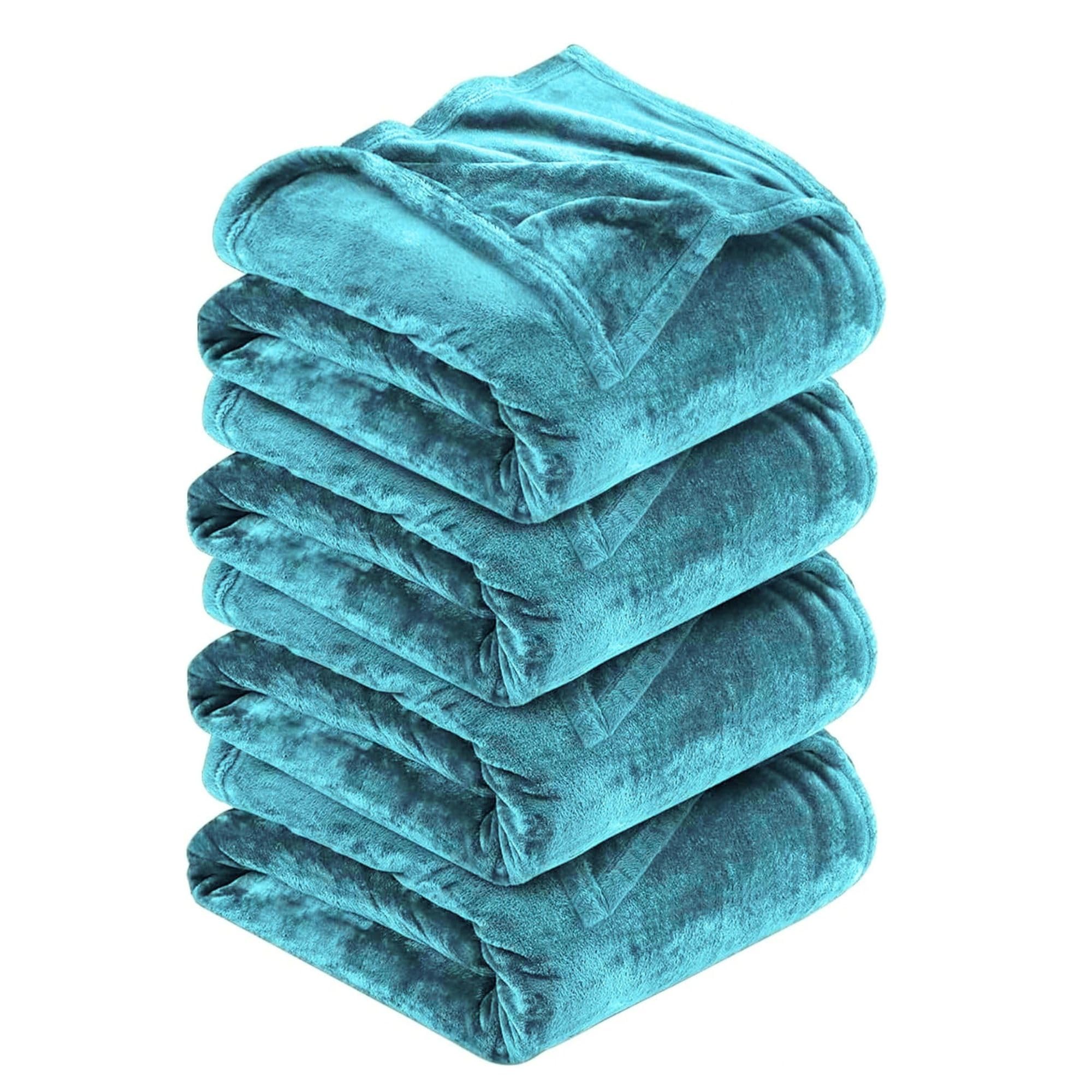 MOONLIGHT20015 Silk Touch Warm 4 Pack Fleece Blankets - 400 GSM Throws for Sofa Fluffy Blanket Bed Throw for Bedroom, Couch, Travel, Kids, Bedroom Accessories Teal, Full/Queen (200 X 240CM) — image 1