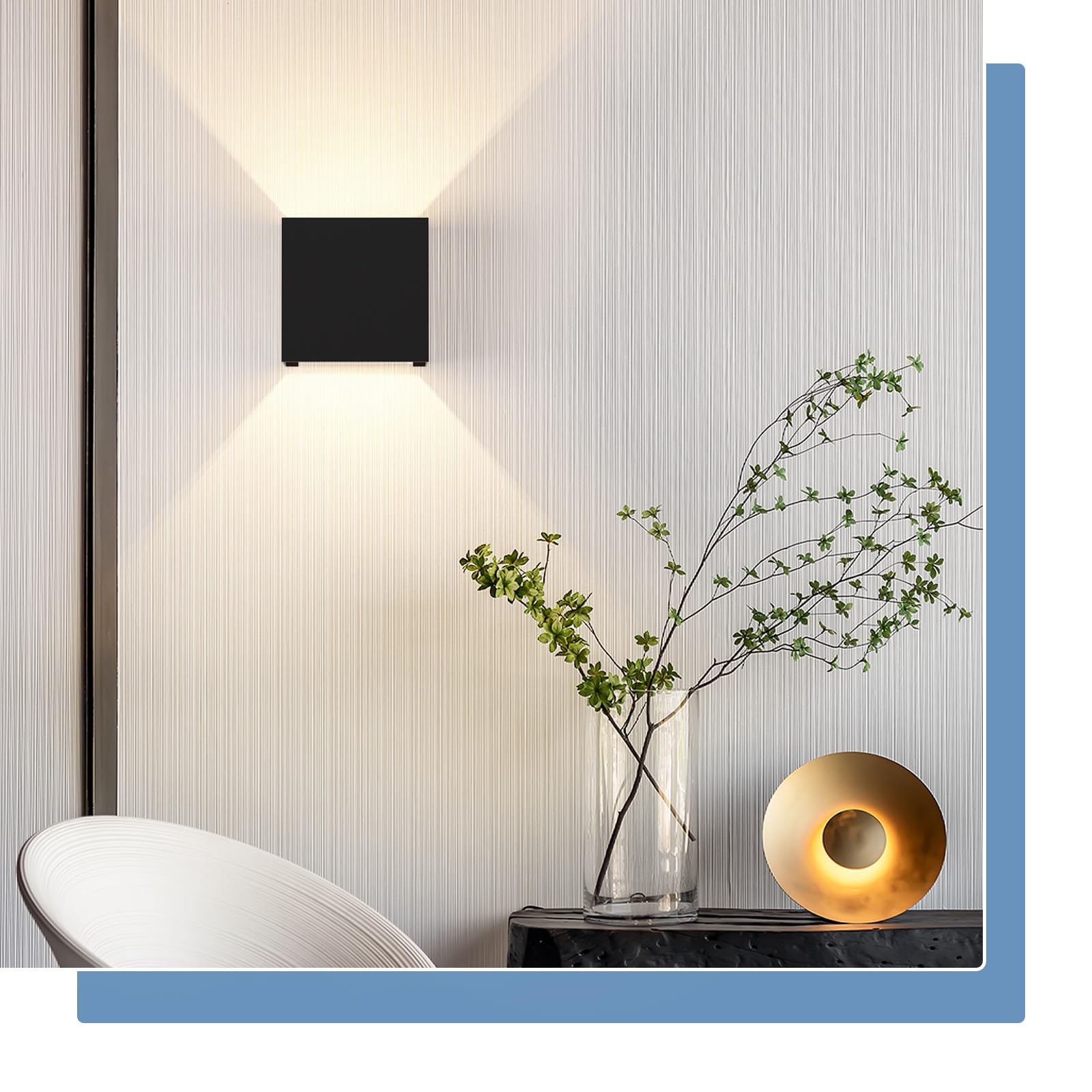 Lampa ścienna zewnętrzna LED, zestaw 4 sztuk, lampa ścienna zewnętrzna, czarna, z oświetleniem do góry i na dół, wodoszczelna (IP65), z gniazdem G9, ciepła biel, temperatura barwowa 3000 K