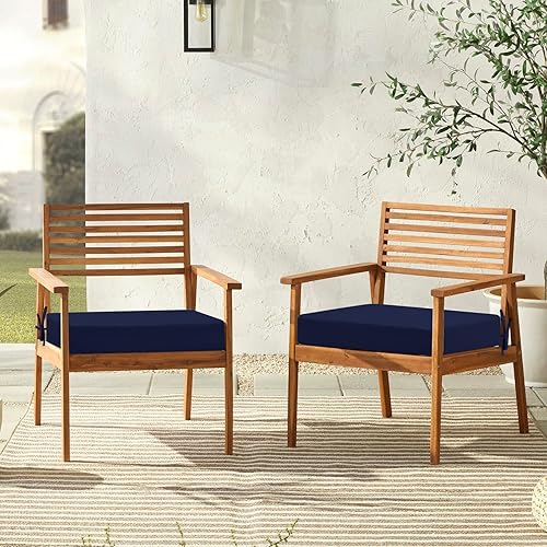 Miniatura 7 de downluxe Juego de 4 cojines para sillas de exterior para muebles de patio, cojines cuadrados impermeables para sillas de patio con lazos, cojín de