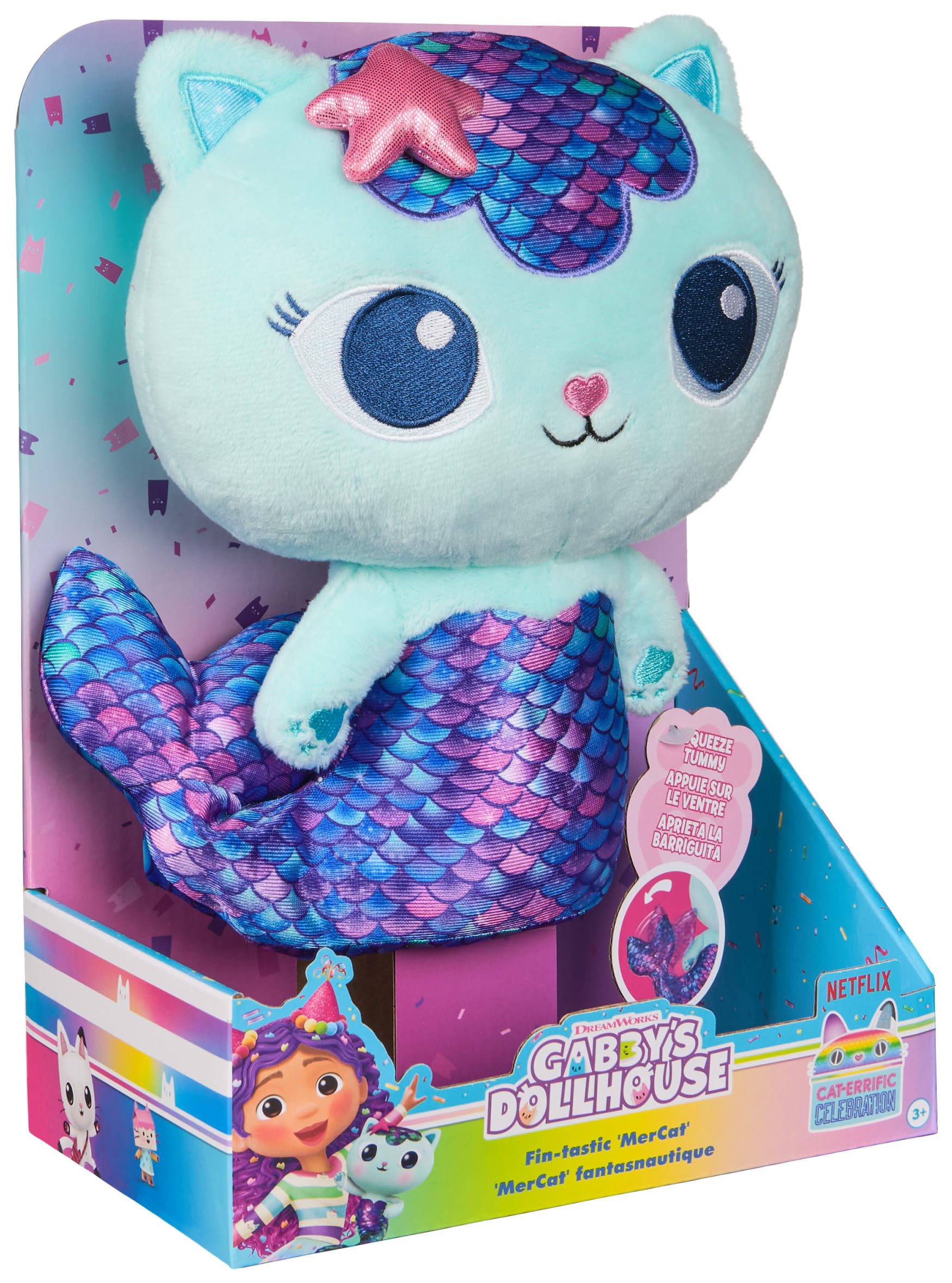 Gabby's Dollhouse Premium Vin-tastic MerCat Pluszowa maskotka 25 cm z ruchomym ogonem syrenki