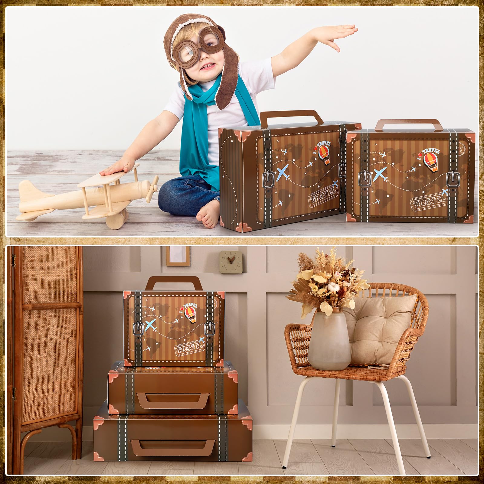 Amazon.com: Weekgrat 6 Pcs Large Vintage Travel Suitcase Box