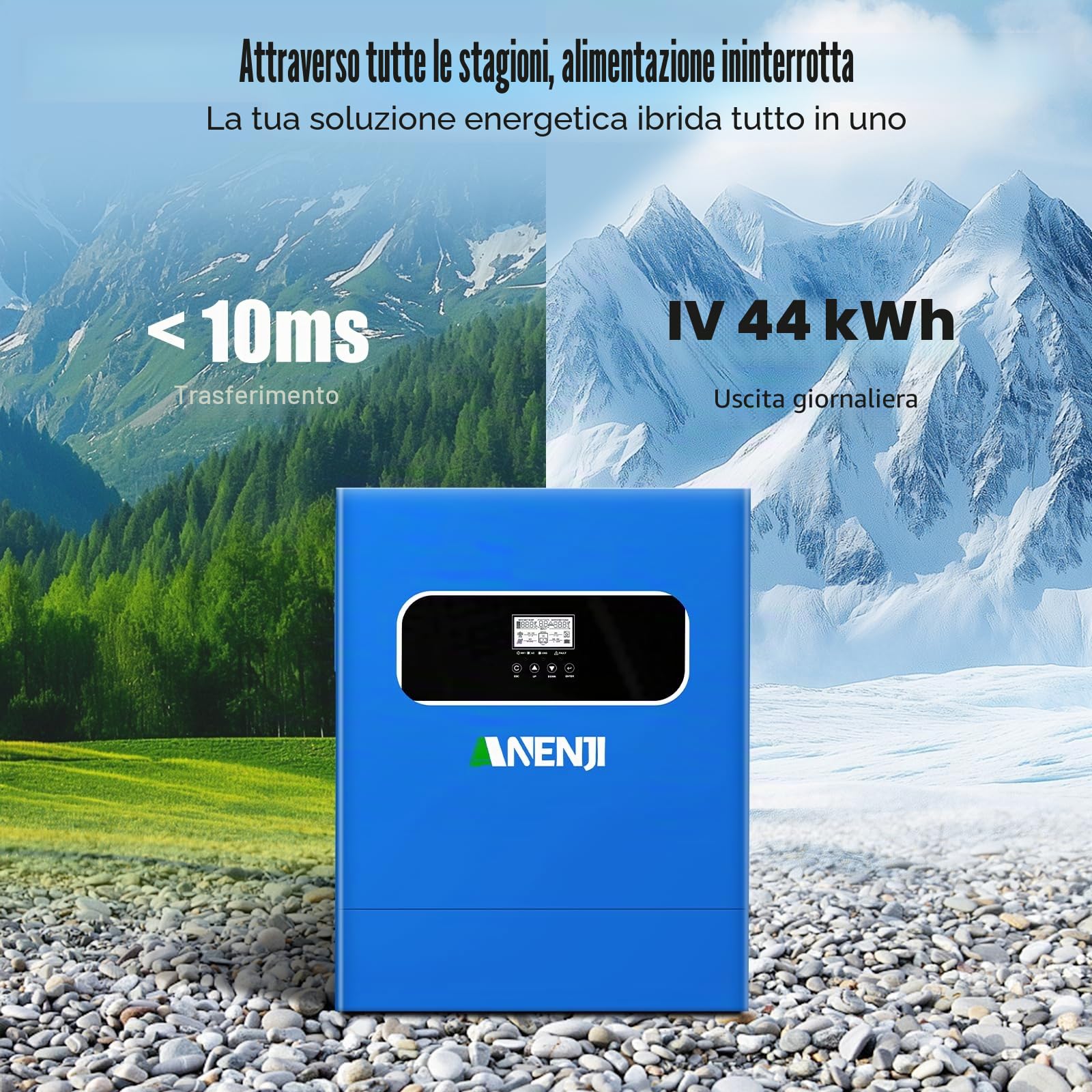 Invertitore ibrido solare da 11000 W, da 48 V CC a 230 V CA, ad onda sinusoidale pura, con MPPT da 160 A, immissione in rete, 2 ingressi PV da 5500 W, funzionamento senza batteria + monitoraggio
