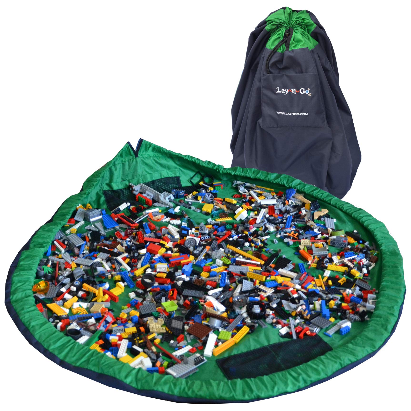 Lay-n-GoBuilding Block Mat, Building Block Bag Storage, Drawstring Bag, Playmat for Babies, Toddler’s, Toy Storage Bag, Building Block Container