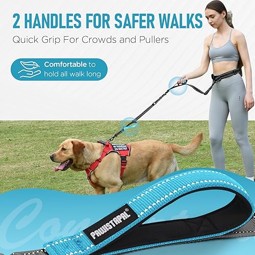 Miniatura 3 de Correa de perro resistente manos libres para razas grandes y medianas, correa elástica de nailon resistente reflectante de 6 a 8 pies con cinturón