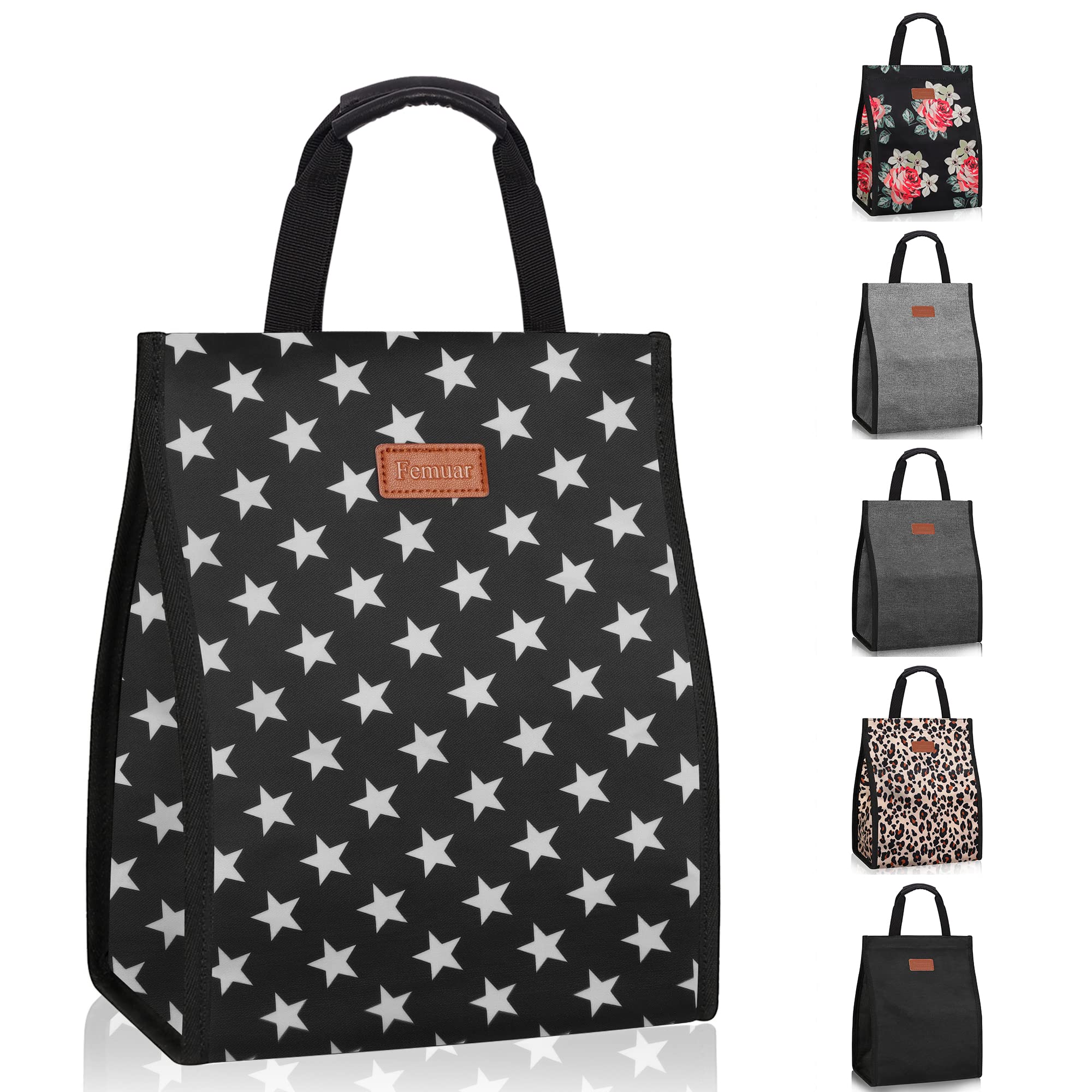 Lunch Bags for Women Insulated Reusable Lunch Tote with Internal Pocket, Lunch Tote bag for Work（Star）