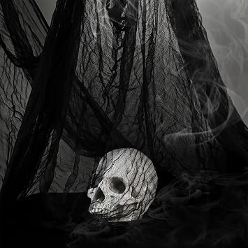 Emopeak 197" x 85" Black Halloween Gauze Cloth, Scary Gauze Creepy Cloth - Halloween Spooky Fabric Gauze for Haunted House Party Yard Wall Doorway Outdoors Decoration