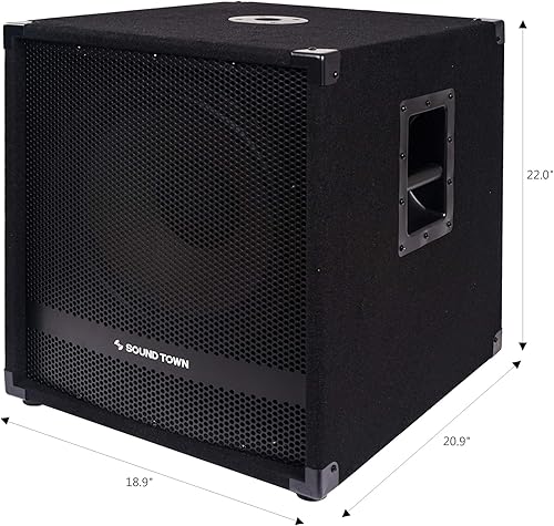 Miniatura 6 de Sound Town METIS Series Subwoofers alimentados de 15 pulgadas y 1600 vatios con salidas de altavoz, DJ PA Pro Audio Sub con bobina de voz de 4