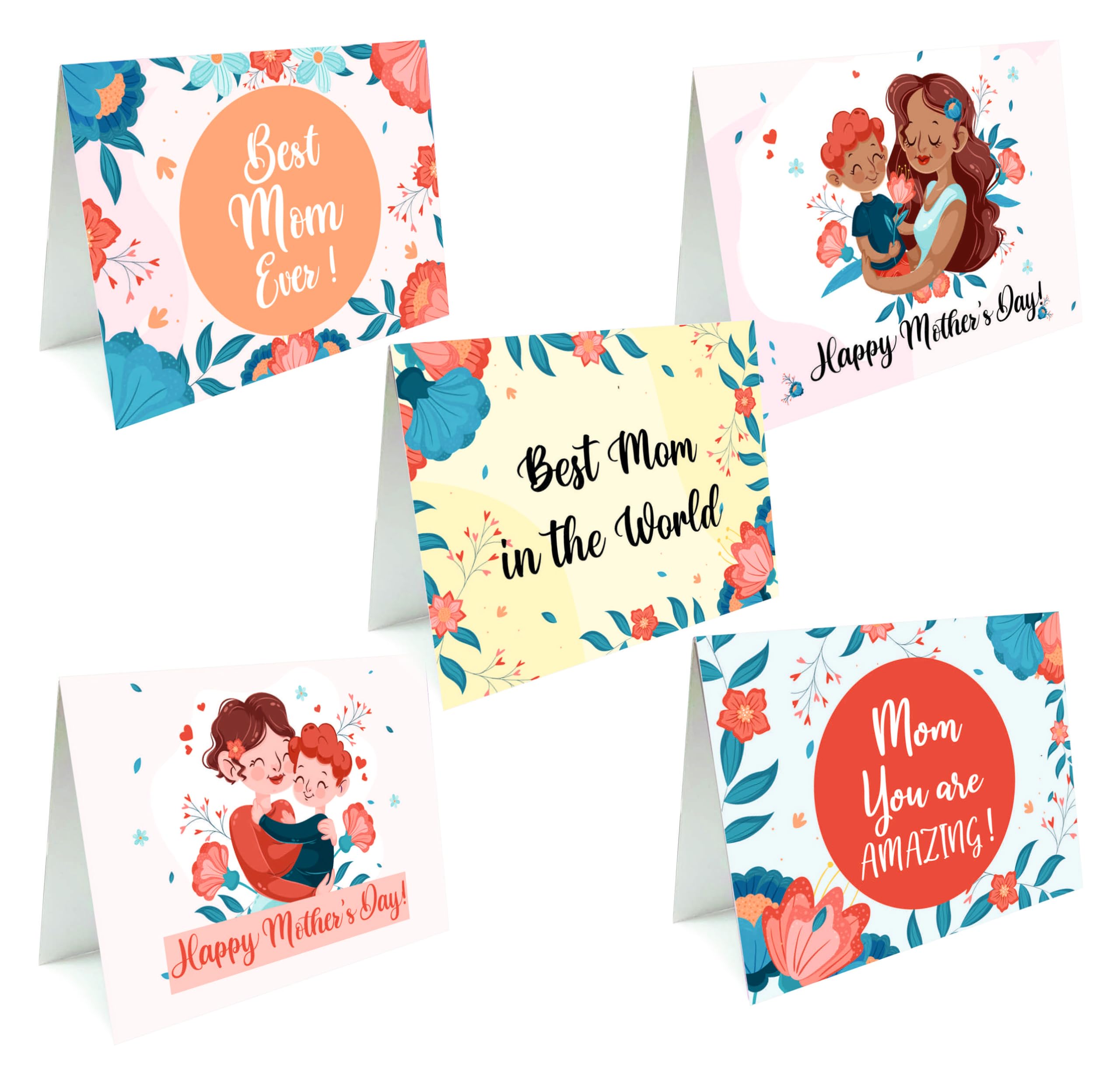 Mini Mothers Day cards, mothers day Greeting cards, mothers birthday cards, happy mothers day cards, best mom ever cards (Pack of 20), note cards