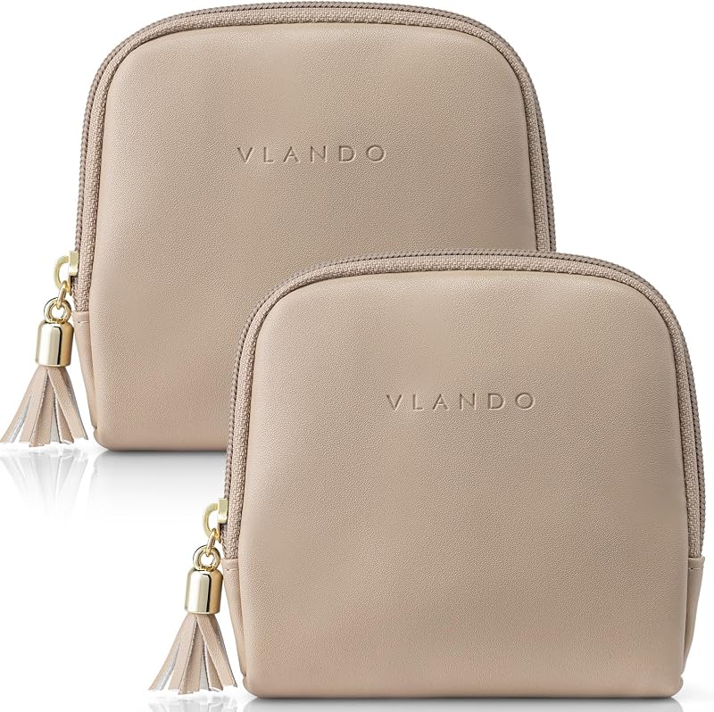 VLANDO Estojo de Viagem para Joias em Veludo com Zíper Toffee, Pacote com 2