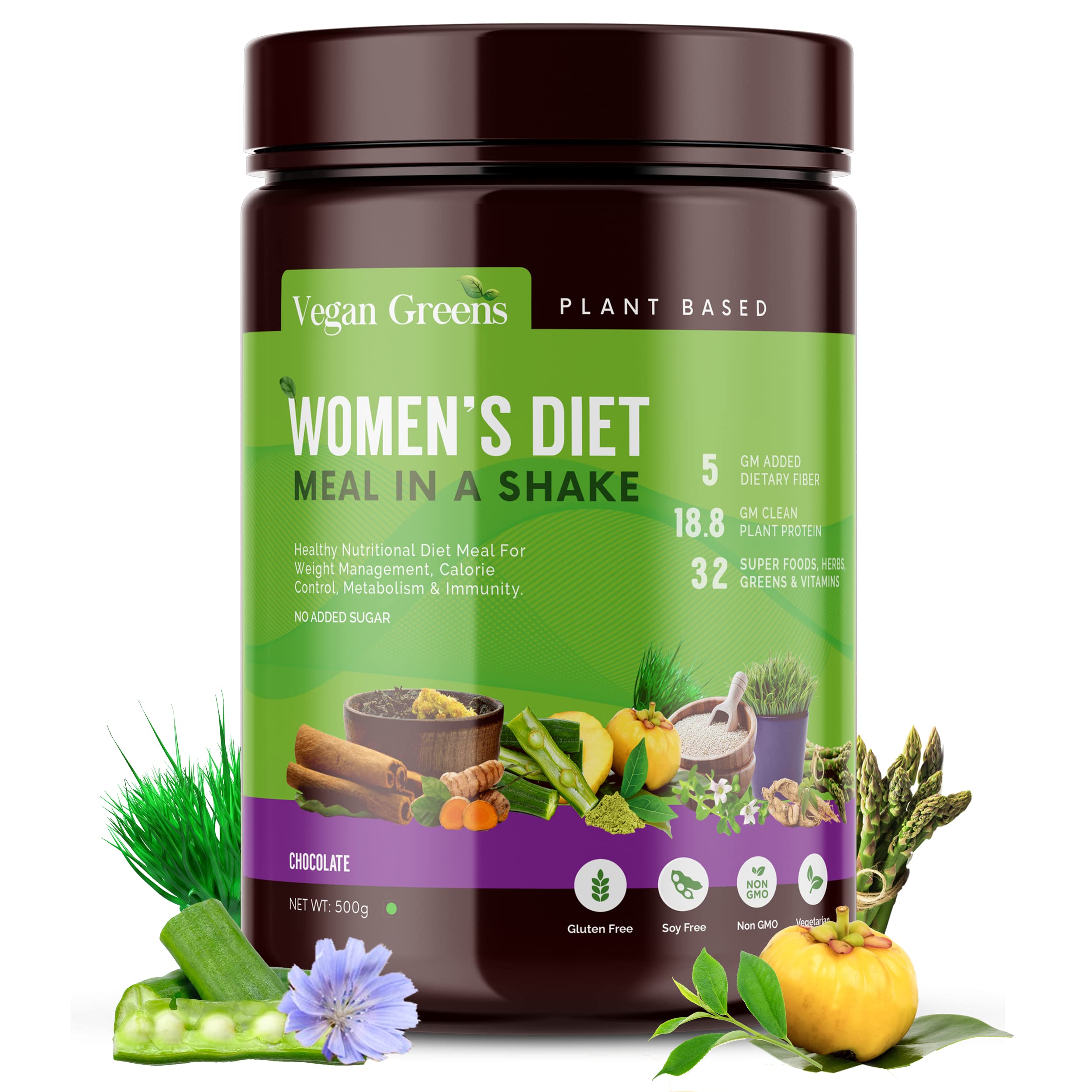 Women Diet Meal in a Shake With Ayurvedic Herbs- Healthy Meal Replacement Shake For Weight Management, Calorie Control Metabolism & Immunity (500g, Chocolate)