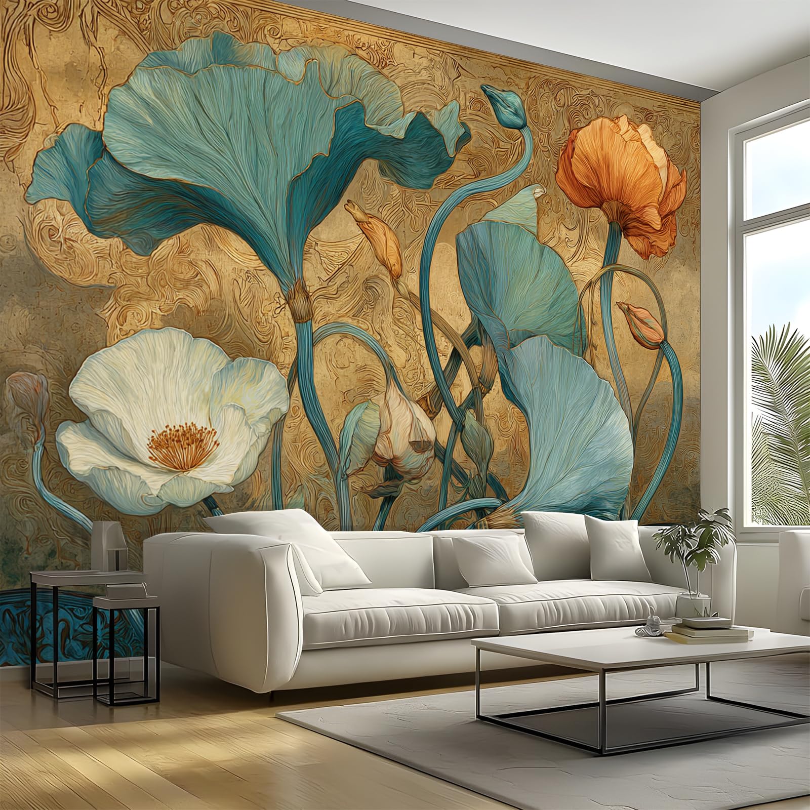 Lotus Fototapete 250 x 175 cm Chinesischer Stil Wandtapete Selbstklebende
