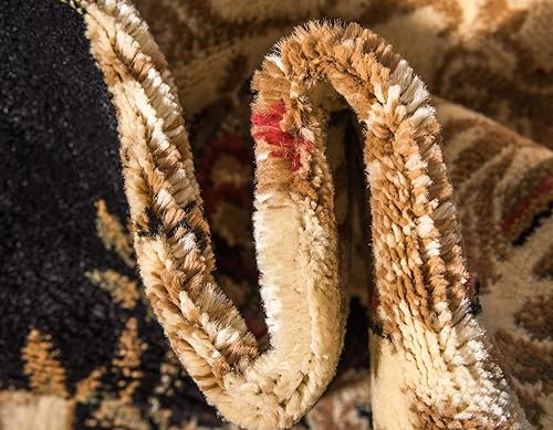 Miniatura 7 de Unique Loom - Alfombra clásica tradicional, colección Versalles, Polipropileno, NegroMarfil