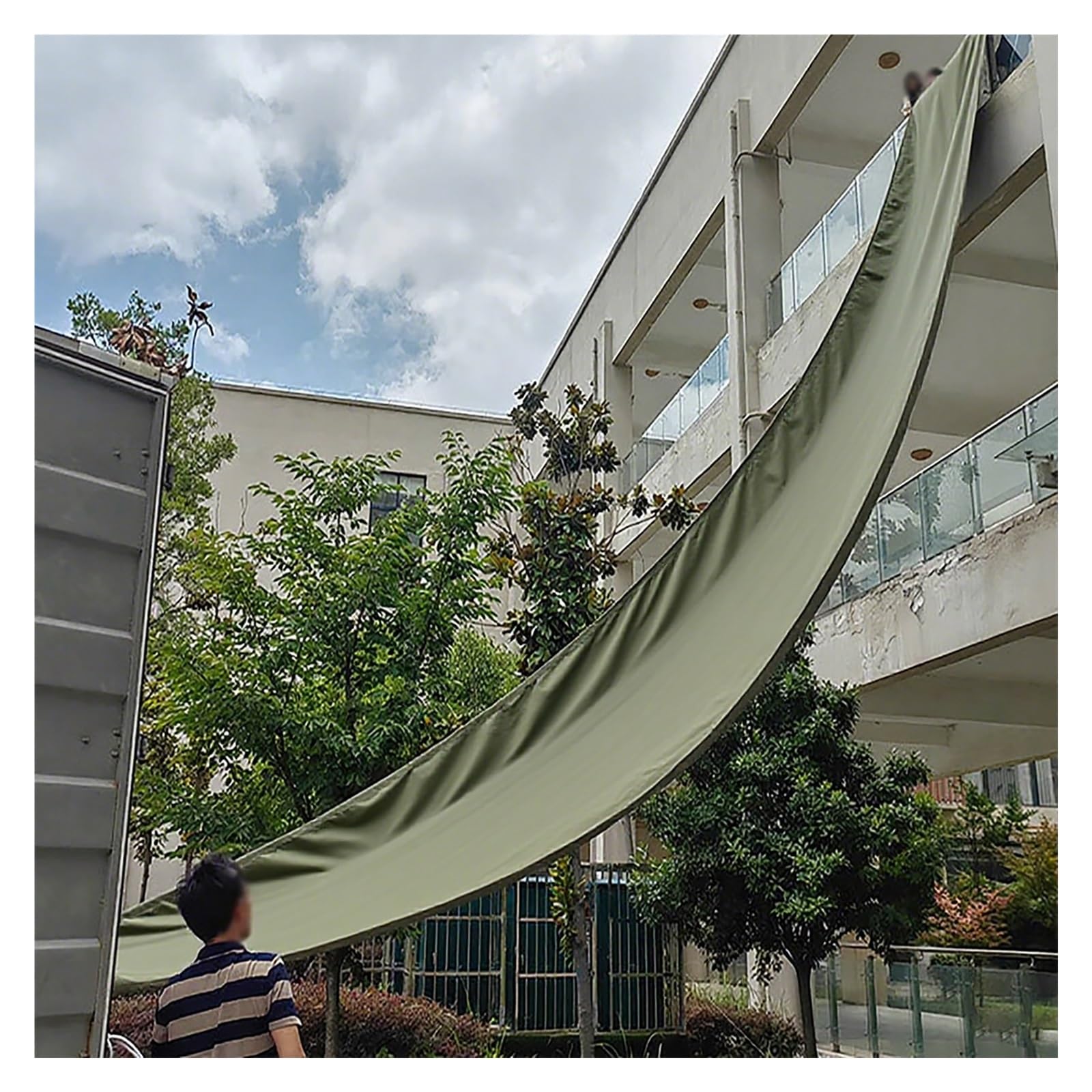 Foldable Canvas Loading and Unloading Chute - Weather Resistant Cargo Handling Slide for High-Rise Transport(Green,6x2m)