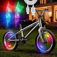 Vista 1 de Luces de rueda de bicicleta recargable, paquete de 2, luz de radios de bicicleta, resistente a la intemperie, luces de bicicleta para adultos