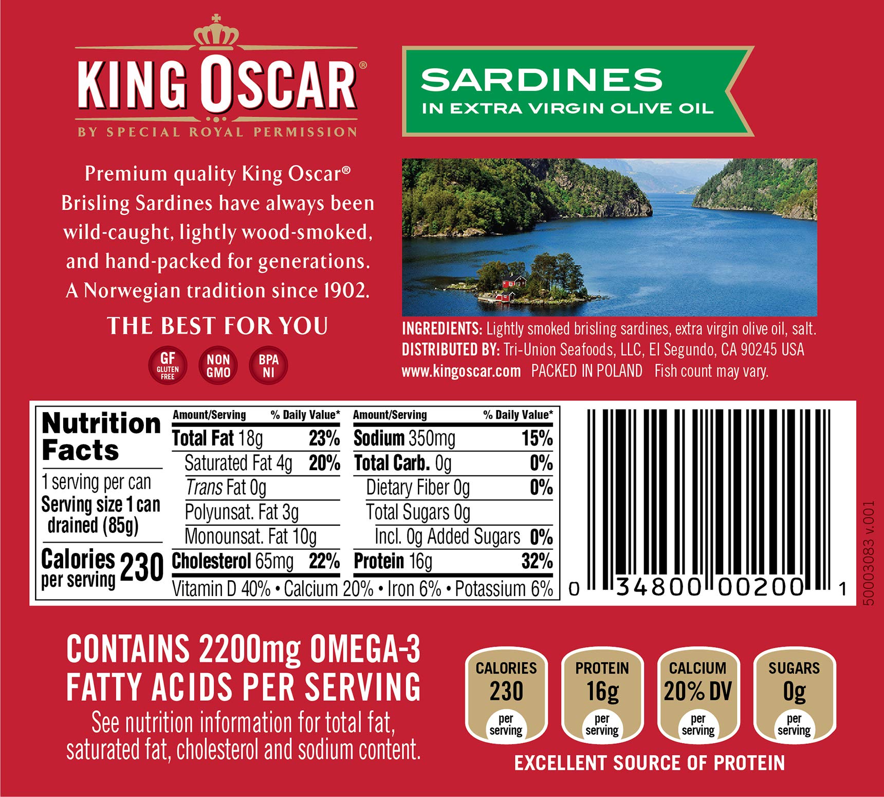 Buy King Oscar Sardines Extra Virgin Olive Oil, 3.75Ounce Cans (Pack of 12) Online at